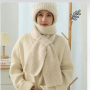 Windproof Cap with Scarf (Off White)